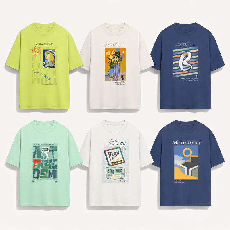 six t-shirt designs for screen printing